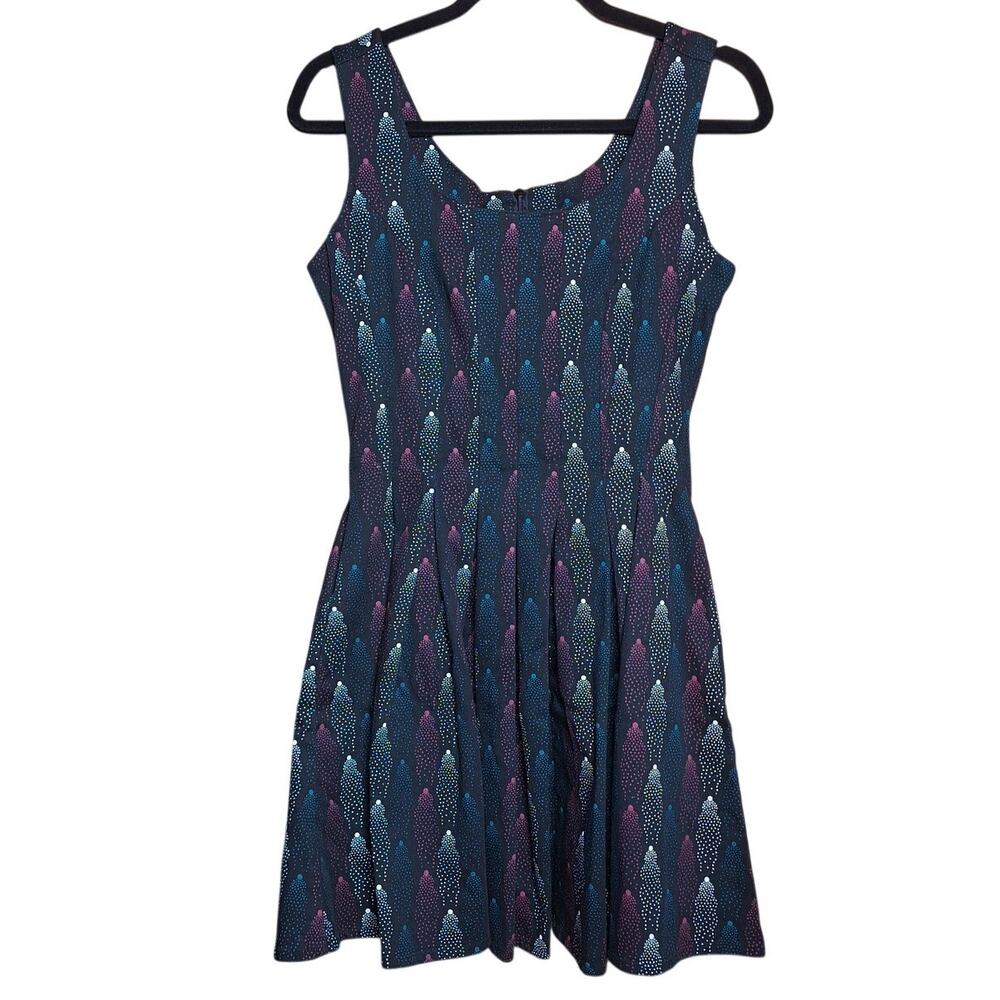 Nooworks Sweet Pleats Dress vintage retro inspired comet print fit & flare mini